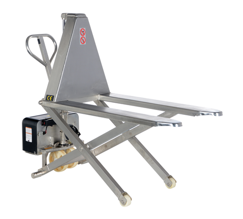 Stainless Steel DC Powered Tote Lift 63 In. x 26-3/4 In. x 46 In. 2000 Lb. Capacity Blue