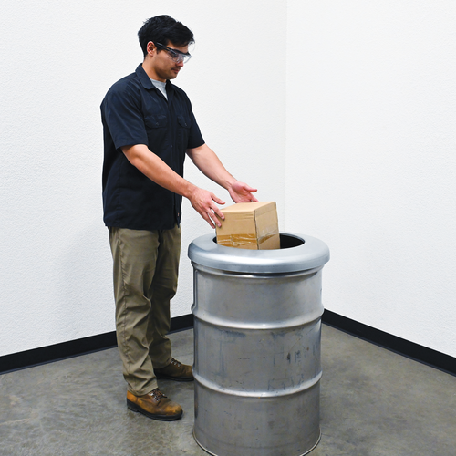 Galvanized Can Bag Holder 55 Gallon Drum 16 In. Silver