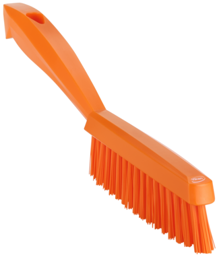 Vikan Narrow Hand Brush with short handle, 11.8", Extra stiff, Orange