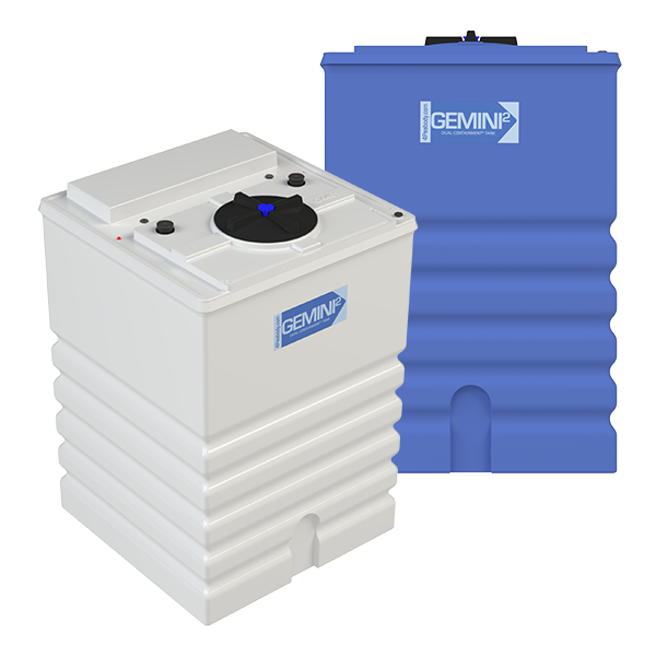 Peabody Engineering Gemini Dual Containment® Square Tank - 440 Gal Ribbed - XLPE HD 1.9 Natural