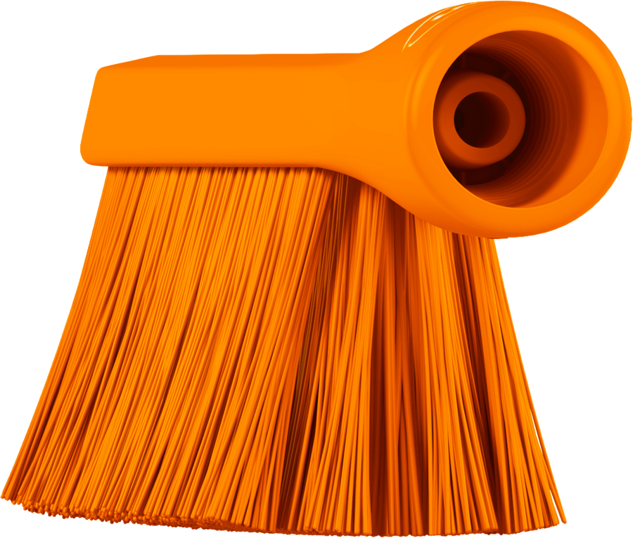 Vikan Dual Reach Brush, Threaded, 10.2", Medium, Orange