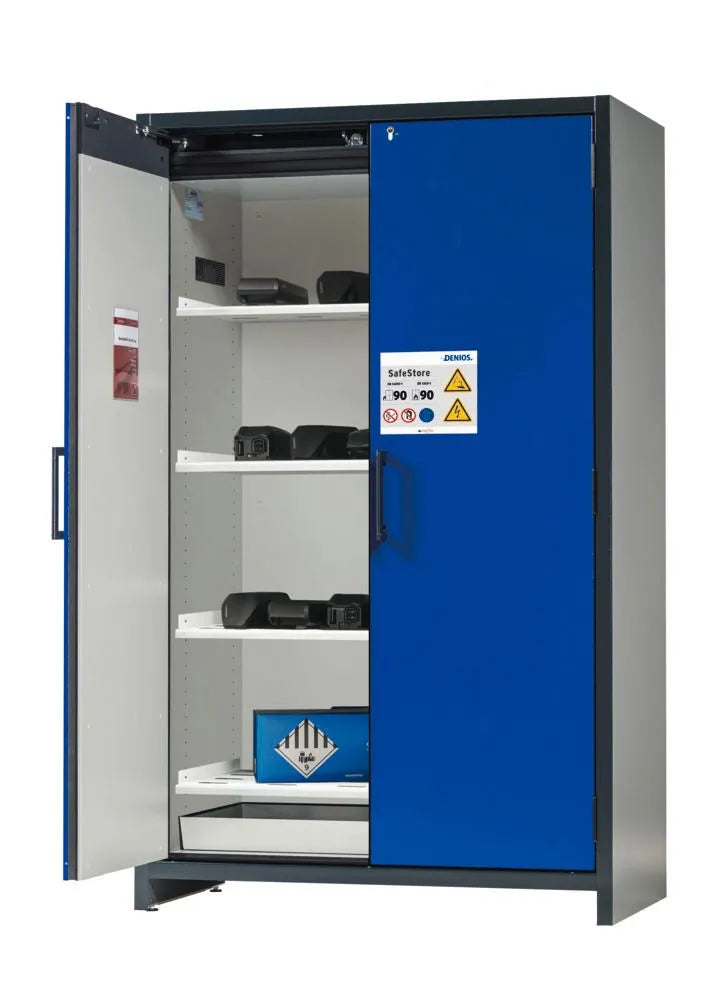 ASECOS LITHIUM-ION STORAGE CABINET - 90 MIN - DOUBLE DOOR - 120 CM - 120W - 4 SHELVES