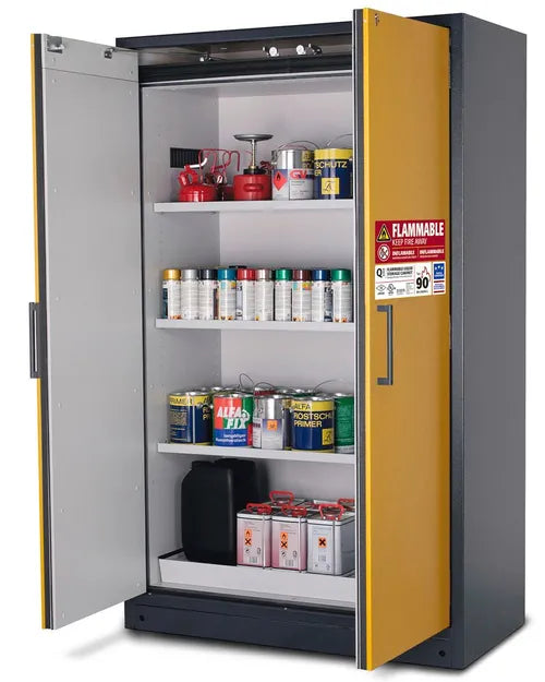 ASECOS SAFETY STORAGE CABINET, 90MIN FIRE RESISTANT ,8.7 GAL SUMP, 2 DOORS