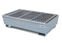 Thumbnail for BASE LINE SPILL PALLET - 2 DRUM CAPACITY - REMOVABLE GRATING - FORKLIFT ACCESS - GALVANIZED STEEL