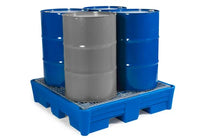Thumbnail for POLY SAFE SPILL - 4 DRUM SPILL CONTAINMENT PALLET-SAFE ACID STORAGE - GALVANIZED GRATING