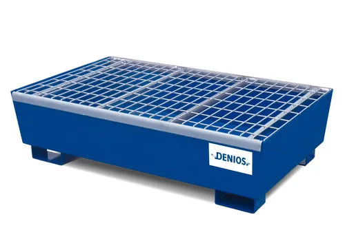 BASE LINE SPILL PALLET - 2 DRUM CAPACITY - REMOVABLE GRATING - FORKLIFT ACCESS - PAINTED STEEL