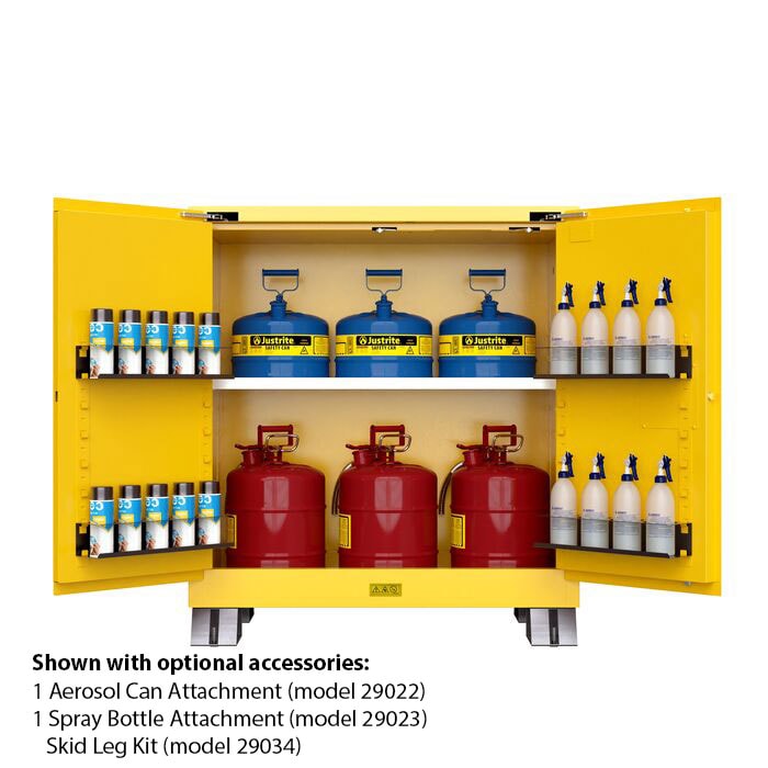 30 Gallon, 2 Shelves, 2 Doors, Self Close, 2 Door Attachments, Utili-Guard+™ Flammable Cabinet, Yellow