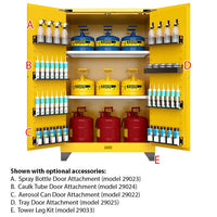 Thumbnail for 45 Gallon, 2 Shelves, 2 Doors, Self Close, 2 Door Attachments, Utili-Guard+™ Flammable Cabinet, Yellow