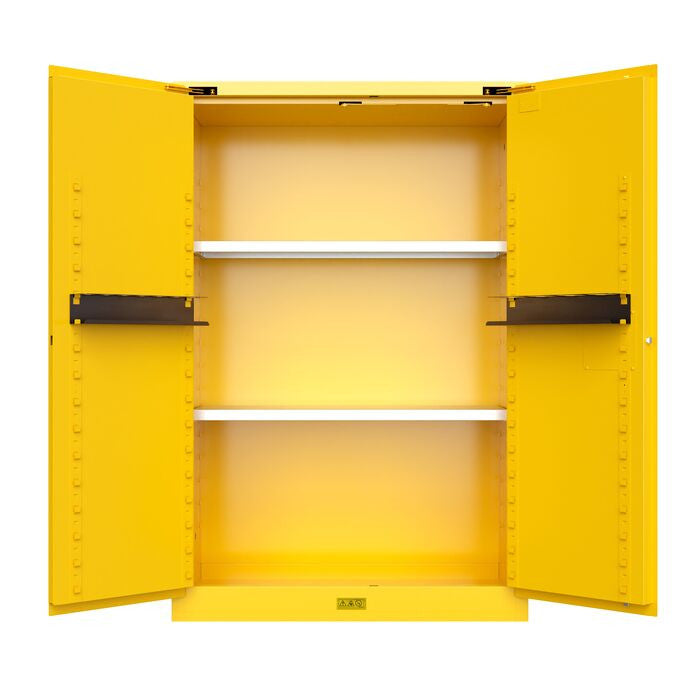 45 Gallon, 2 Shelves, 2 Doors, Self Close, 2 Door Attachments, Utili-Guard+™ Flammable Cabinet, Yellow