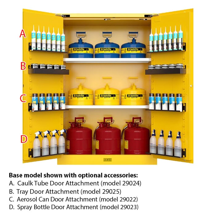 45 Gallon, 2 Shelves, 2 Doors, Self Close, 2 Door Attachments, Utili-Guard+™ Flammable Cabinet, Yellow