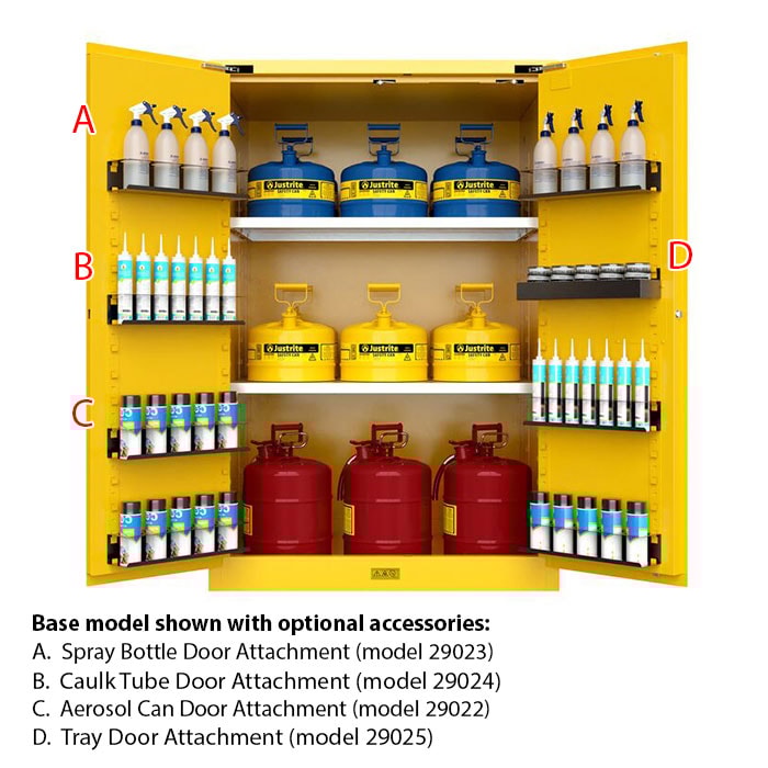 90 Gallon, 2 Shelves, 2 Doors, Self Close, 2 Door Attachments, Utili-Guard+™ Flammable Cabinet, Yellow