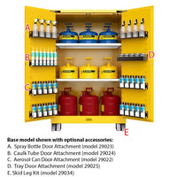 Thumbnail for 90 Gallon, 2 Shelves, 2 Doors, Self Close, 2 Door Attachments, Utili-Guard+™ Flammable Cabinet, Yellow