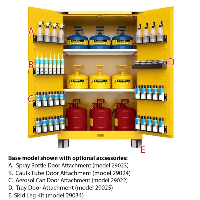 90 Gallon, 2 Shelves, 2 Doors, Self Close, 2 Door Attachments, Utili-Guard+™ Flammable Cabinet, Yellow