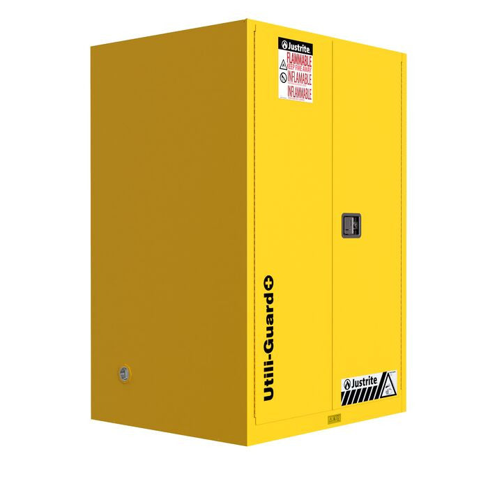 90 Gallon, 2 Shelves, 2 Doors, Self Close, 2 Door Attachments, Utili-Guard+™ Flammable Cabinet, Yellow
