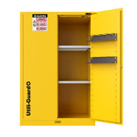 Thumbnail for 90 Gallon, 2 Shelves, 2 Doors, Self Close, 2 Door Attachments, Utili-Guard+™ Flammable Cabinet, Yellow