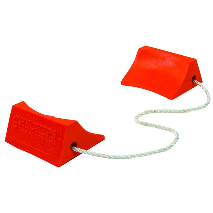 Aviation Wheel Chocks for Small Aircraft, Roped Pair, Orange - UC200-S