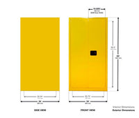 Thumbnail for Justrite 55-Gallon Sure-Grip EX Self-Closing Vertical Drum Storage Cabinet - Yellow
