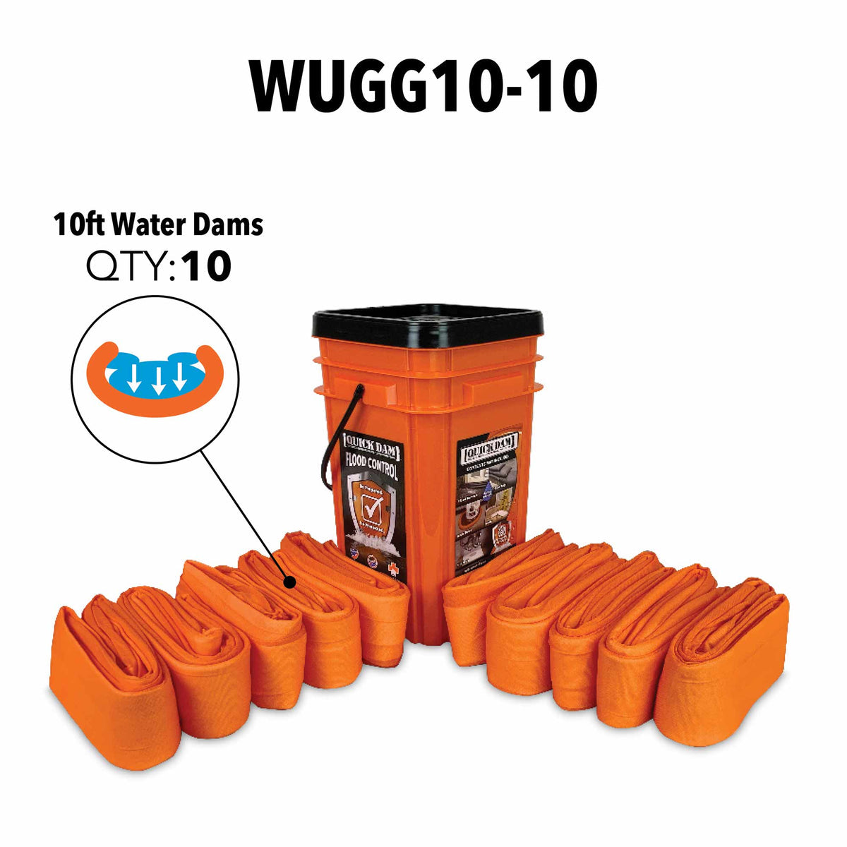 Quick Dam Grab & Go Flood Bucket Kit: 10ft Water Dams (10)