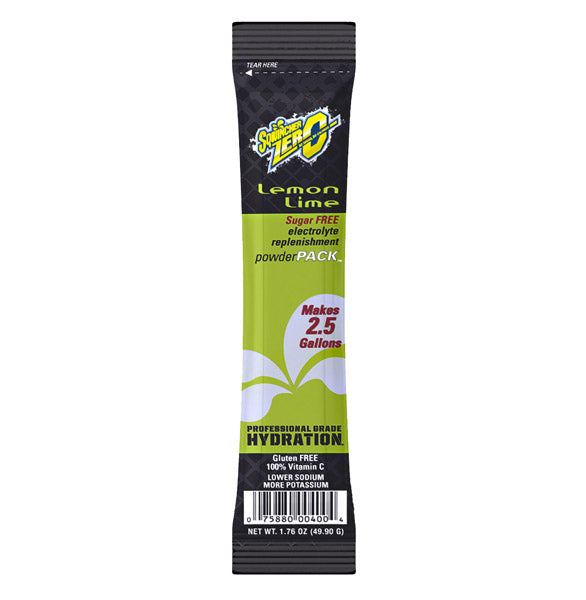 Sqwincher® Powder Pack™ Zero, 1.76 oz Packs, 2.5 gal Yield, Lemon Lime, 32/Case