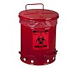 10-Gallon Biohazard Oily Waste Can - Red
