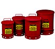 Justrite 10-Gallon Oily Waste Can w/ Hand-Operated Lever - Yellow