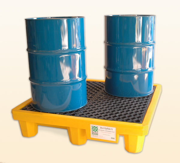 Spill Pallet P4, With Drain, Yellow