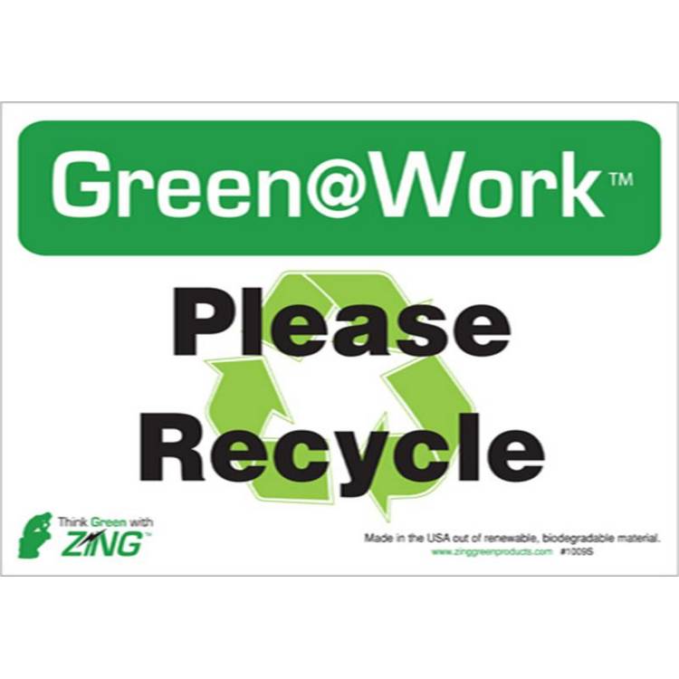 ZING Green At Work Label, 7x10, 5/PK- Model 1009S