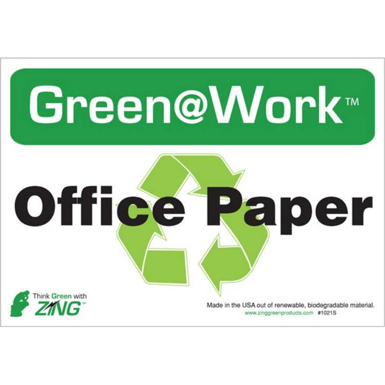ZING Green At Work Label, 7x10, 5/PK- Model 1021S
