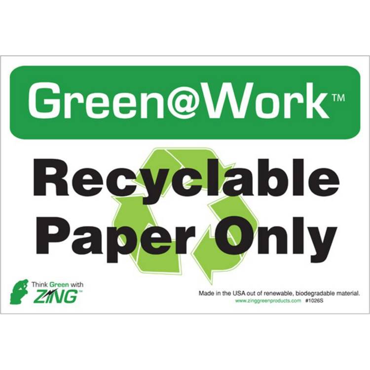 ZING Green At Work Label, 7x10, 5/PK- Model 1026S