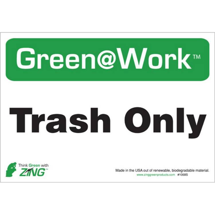 ZING Green At Work Label, 7x10, 5/PK- Model 1068S