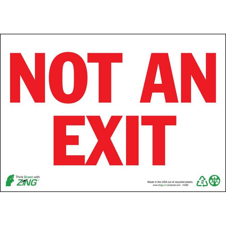 ZING Eco Safety Sign, Exit, 7X10- Model 1080A