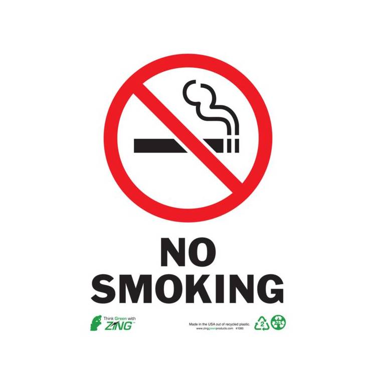 ZING Eco Safety Sign, No Smoking, 10X7- Model 1085