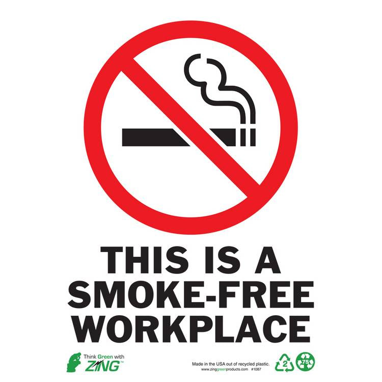 ZING Eco Safety Sign, No Smoking, 10X7- Model 1087A