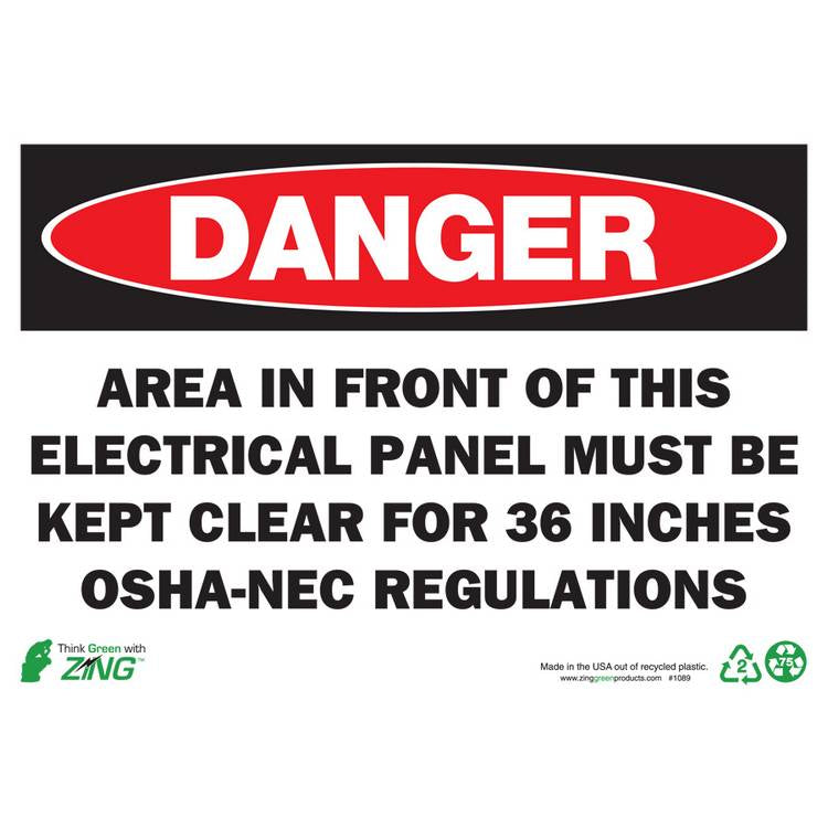 ZING Eco Safety Sign, Danger, 7X10- Model 1089A