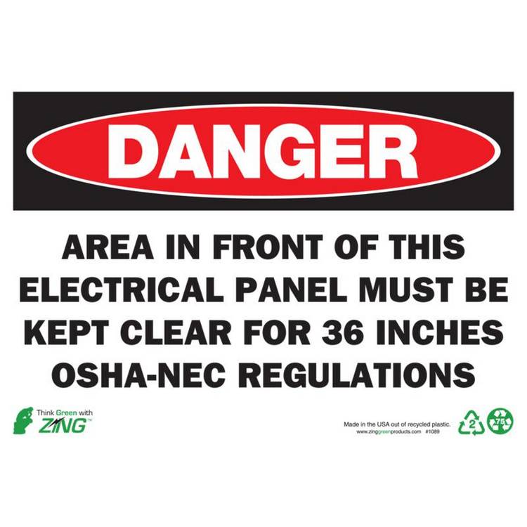 ZING Eco Safety Sign, Danger, 7X10- Model 1089