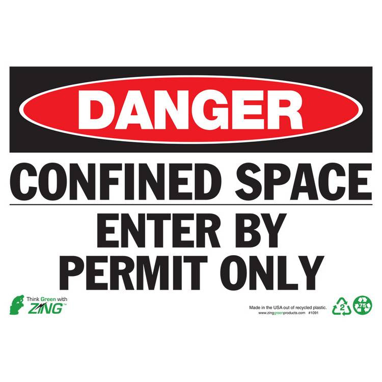 ZING Eco Safety Sign, Danger, 7X10- Model 1091S