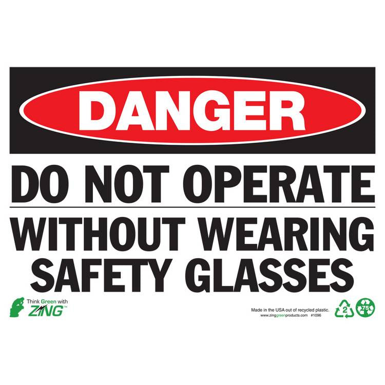 ZING Eco Safety Sign, Danger, 7X10- Model 1096S