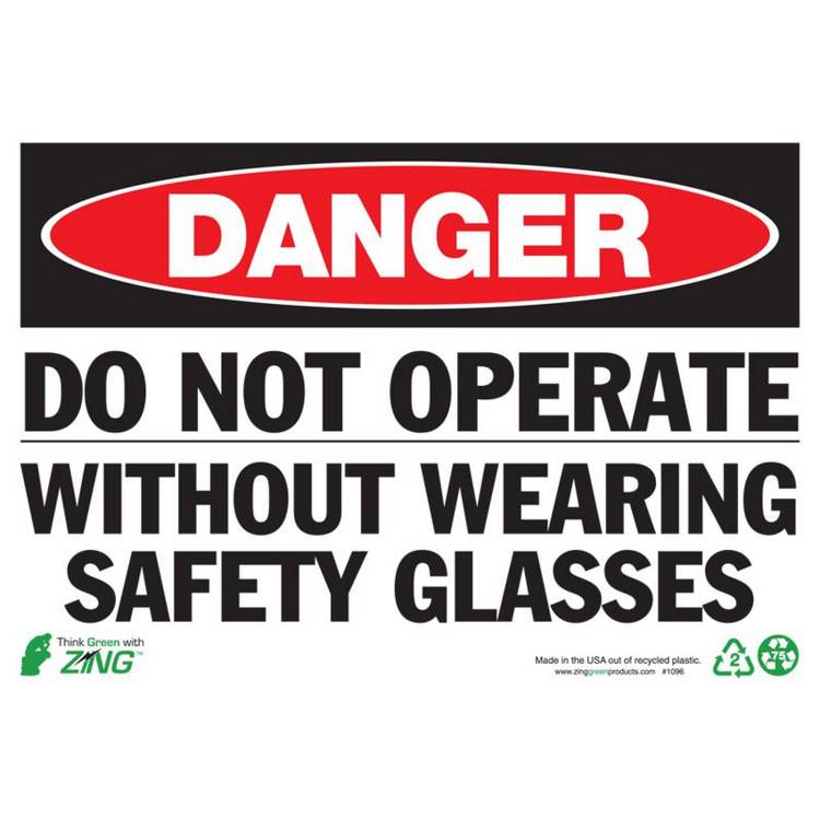 ZING Eco Safety Sign, Danger, 7X10- Model 1096