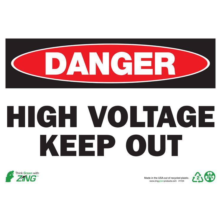 ZING Eco Safety Sign, Danger, 7X10- Model 1104A