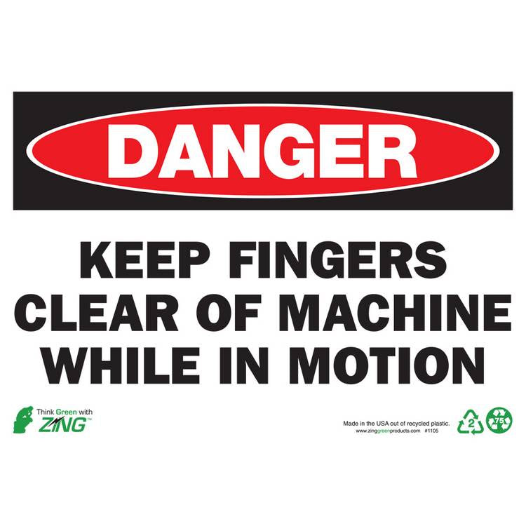 ZING Eco Safety Sign, Danger, 7X10- Model 1105A