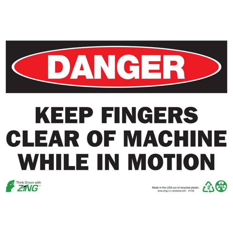 ZING Eco Safety Sign, Danger, 7X10- Model 1105