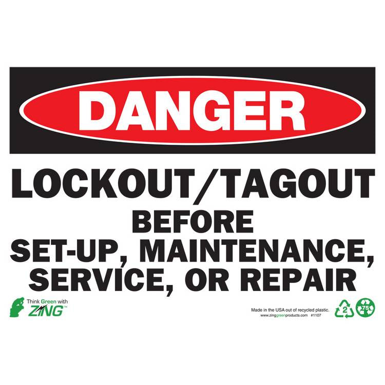 ZING Eco Safety Sign, Danger, 7X10- Model 1107A