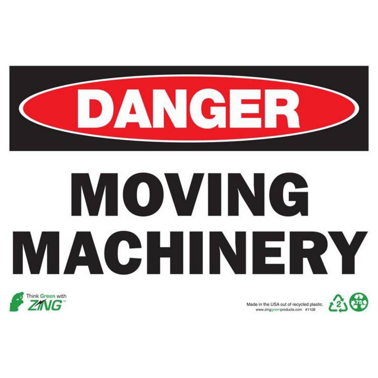 ZING Eco Safety Sign, Danger, 7X10- Model 1108