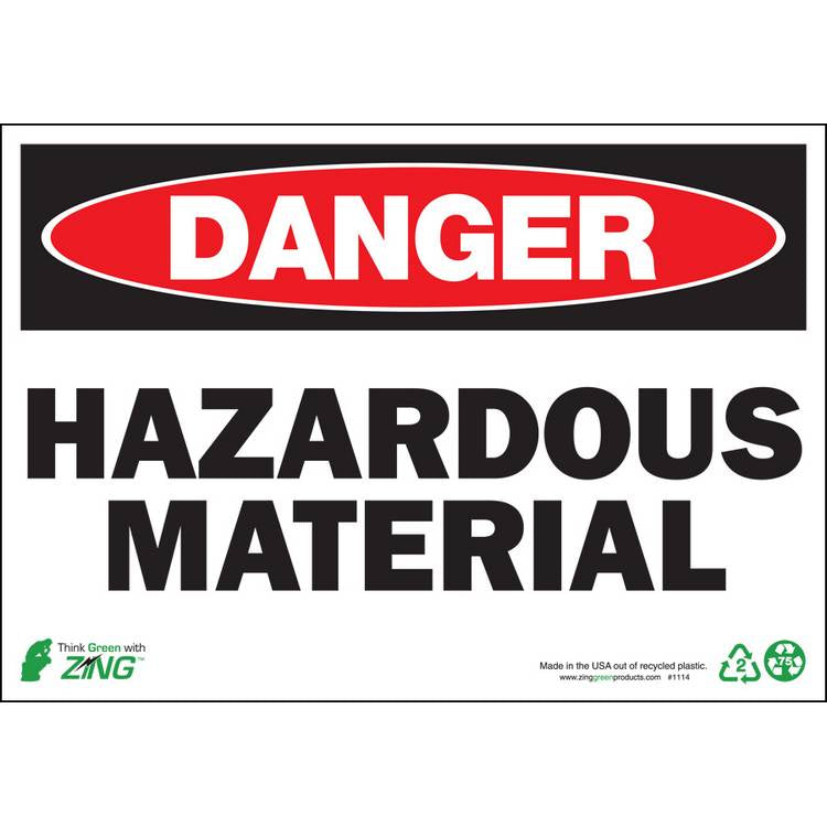 ZING Eco Safety Sign, Danger, 7X10- Model 1114A