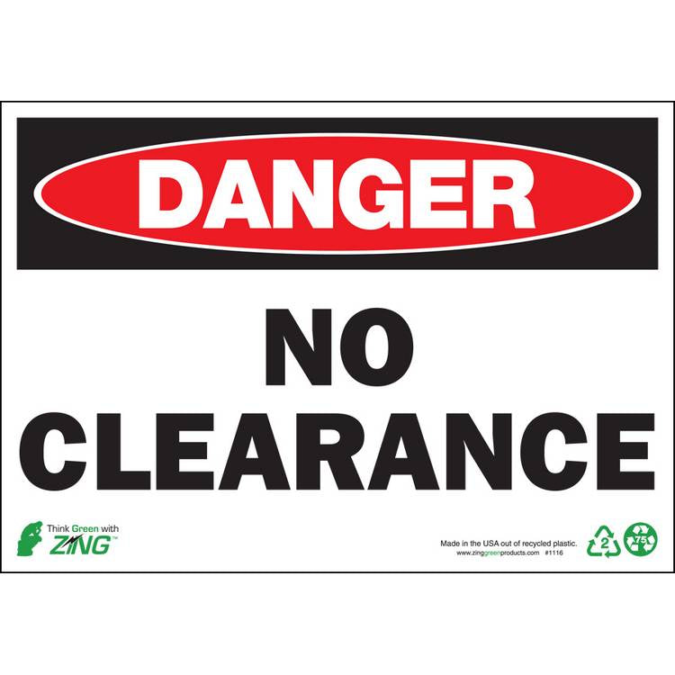 ZING Eco Safety Sign, Danger, 7X10- Model 1116S