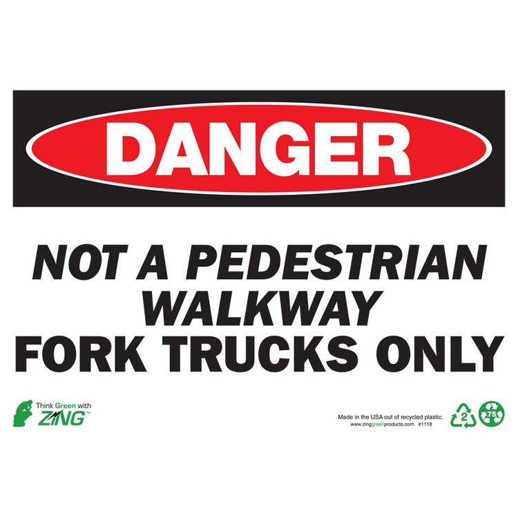 ZING Eco Safety Sign, Danger, 7X10- Model 1118A