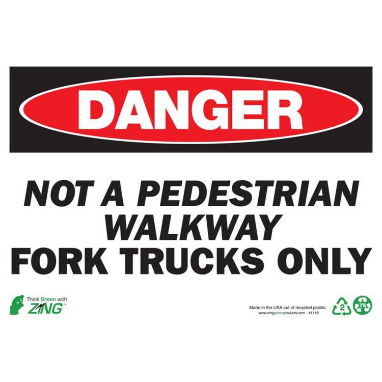 ZING Eco Safety Sign, Danger, 7X10- Model 1118