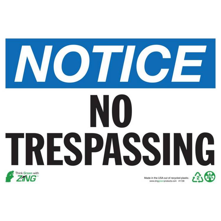 ZING Eco Safety Sign, Notice, 7X10- Model 1139