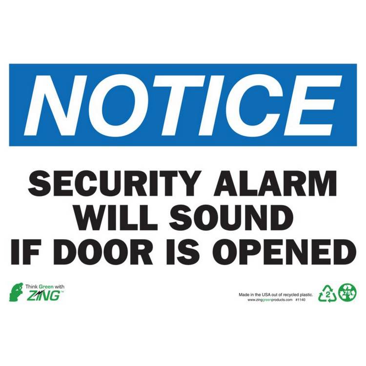 ZING Eco Safety Sign, Notice, 7X10- Model 1140