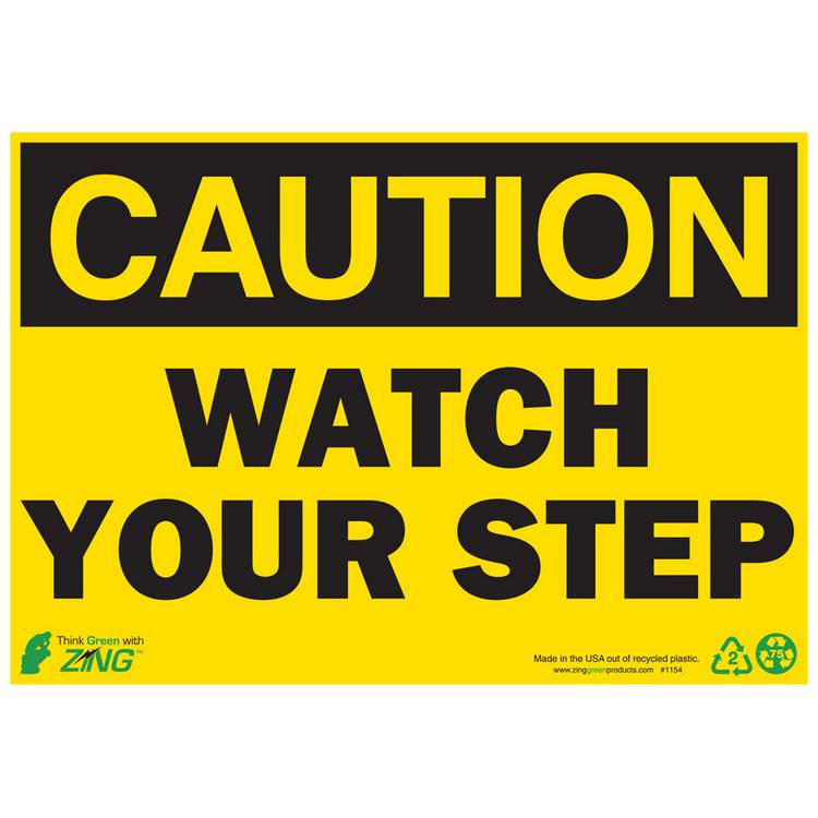 ZING Eco Safety Sign, Caution, 7X10- Model 1154A